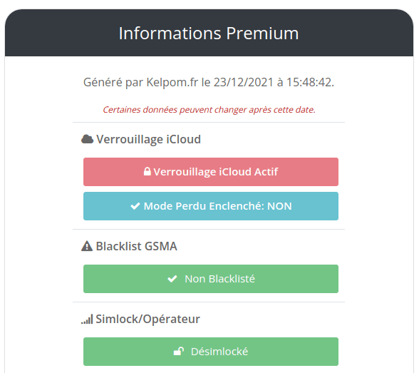 Appareil non-blacklisté