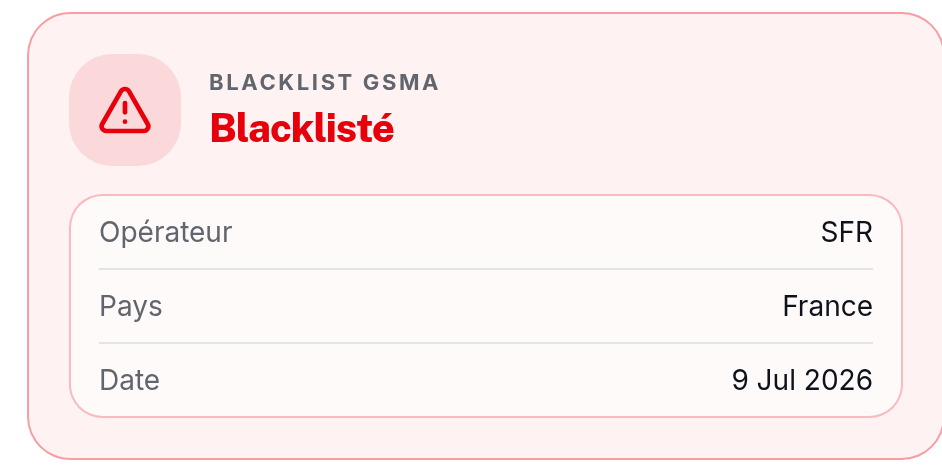 Appareil Blacklisté